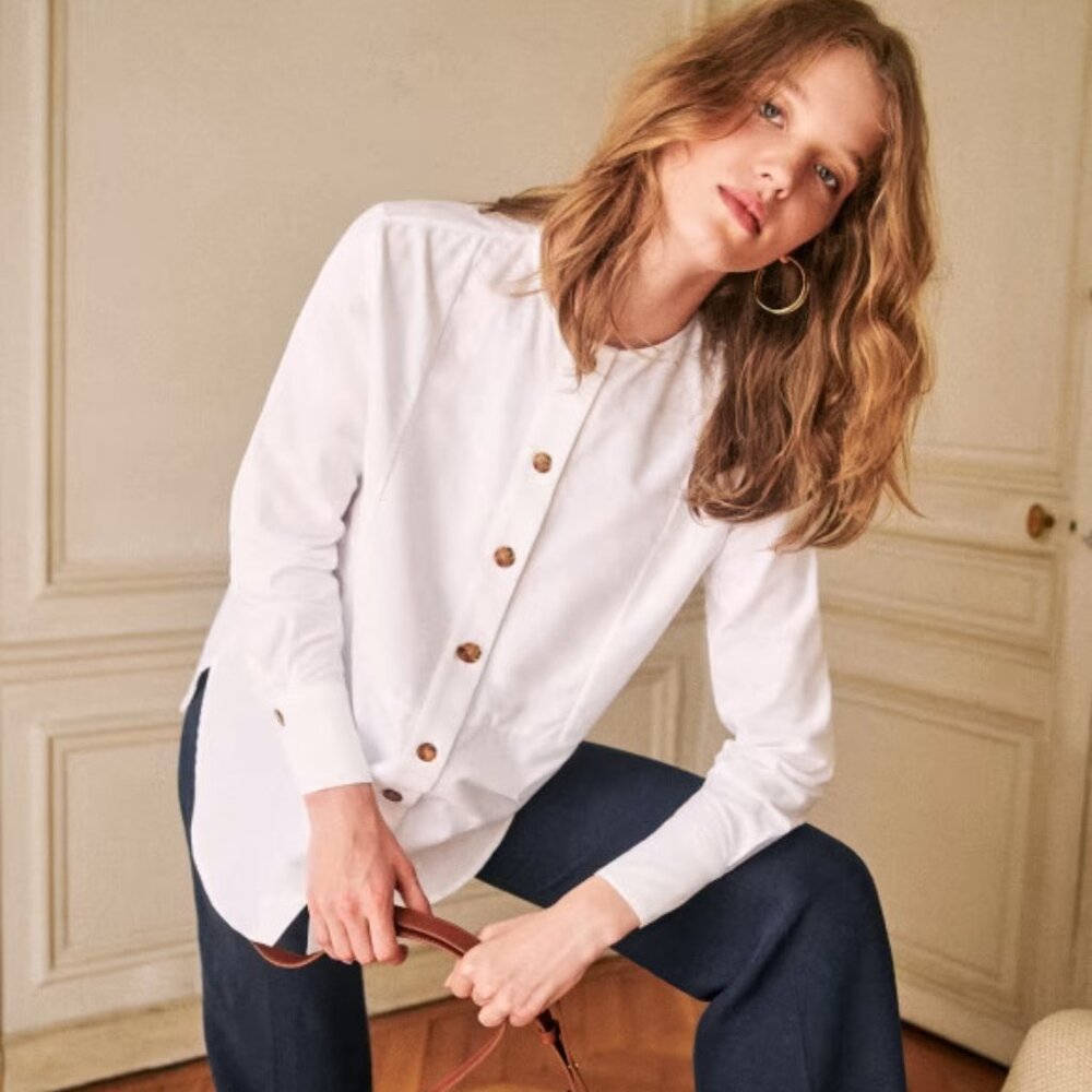 Sézane Ines blouse in white ~ size FR40, NWT!